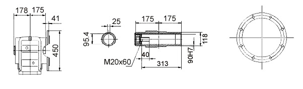 Размеры полого вала KA107