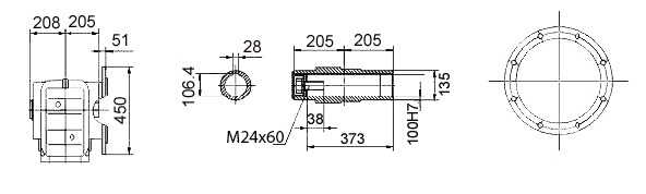 Размеры полого вала KA127