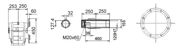 Размеры полого вала KA157
