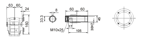Размеры полого вала KA37