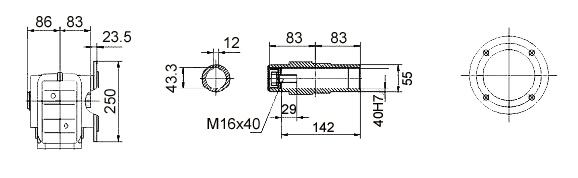 Размеры полого вала KA57