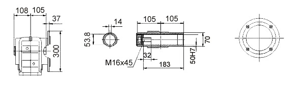 Размеры полого вала KA77